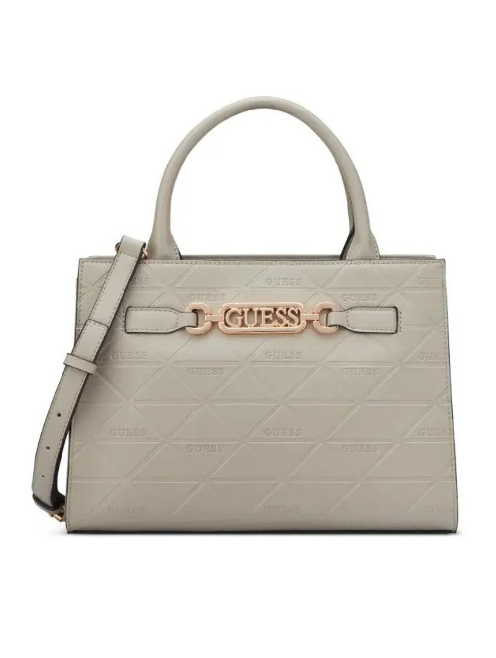 GUESS Beige Structured Satchel Handbag